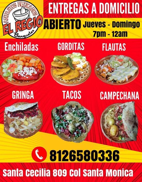 Carta del restaurante Antojitos Mexicanos El Regio Juárez