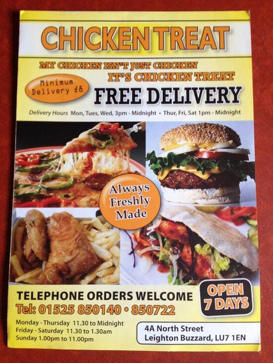 Menu at Chicken Treat fast food, Leighton Buzzard, 4A North St
