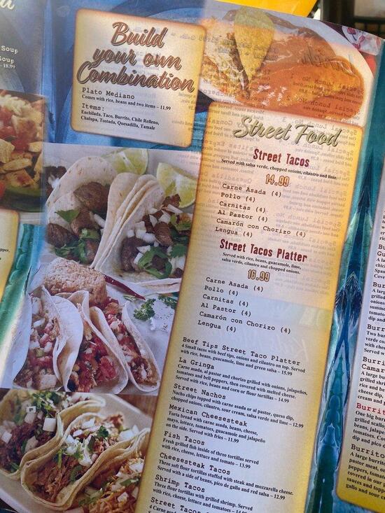 Menu at Tequila Real restaurant, Milton