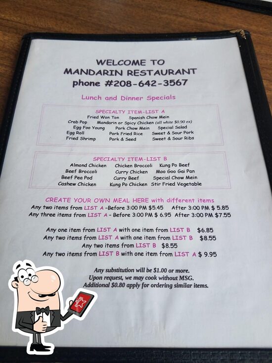 Menu at Mandarin Restaurant, Payette