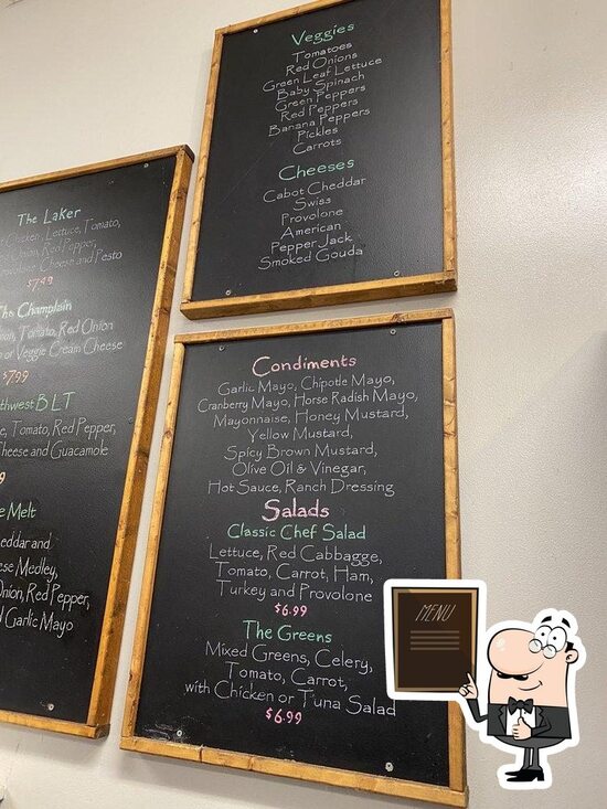 Menu at Vermont Bagel Company cafe, Colchester