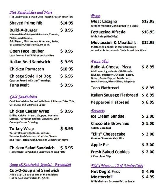 Menu At Des Plaines Elks Club Des Plaines 