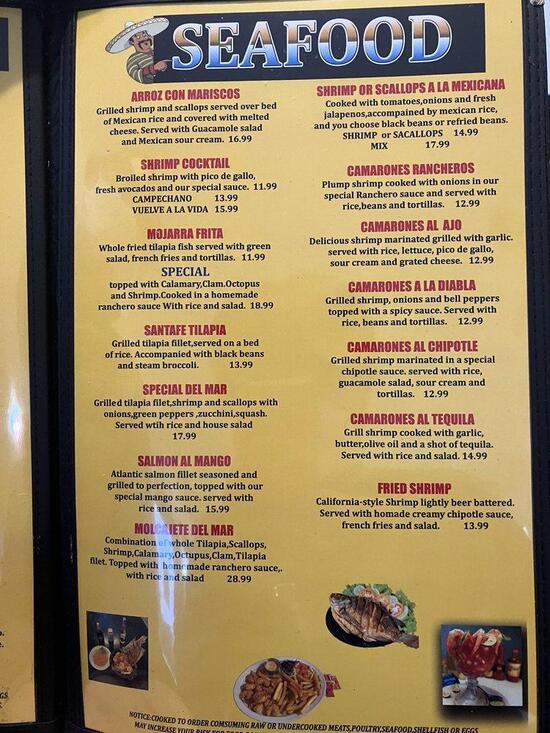 Menu at Sombreros Mexican Grill II restaurant, Aiken