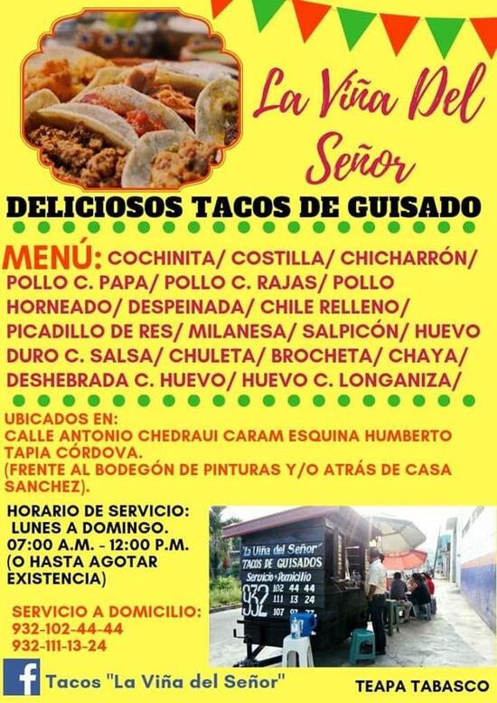 Menu at Tacos "La Viña del Señor", Teapa