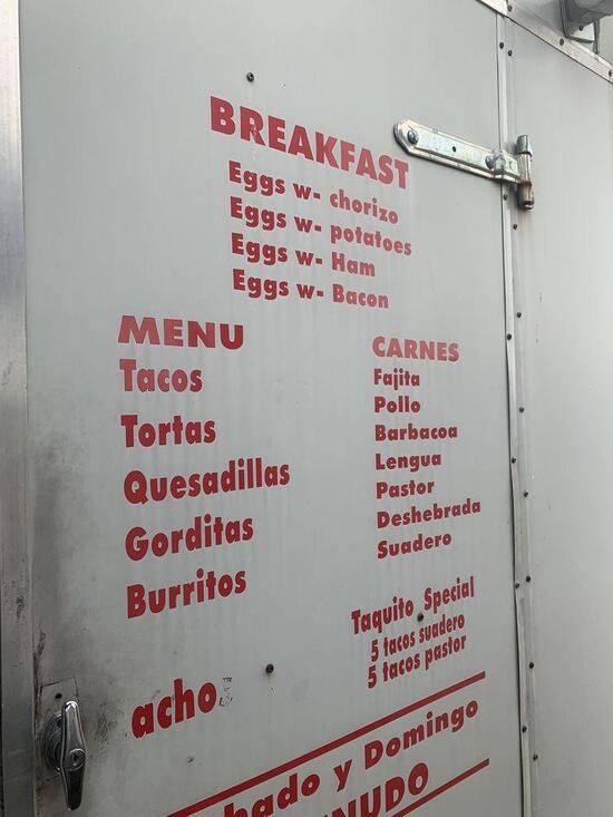 Menu at Taqueria Tia Maria restaurant, Cypress