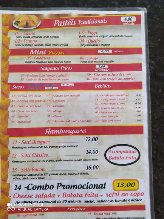 Menu em Pastel dourado republica, Foz do Iguaçu, Av. República