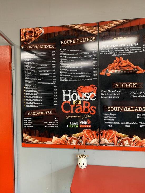 Menu at The House of Crabs, Seafood and More! restaurant, Miami Gardens
