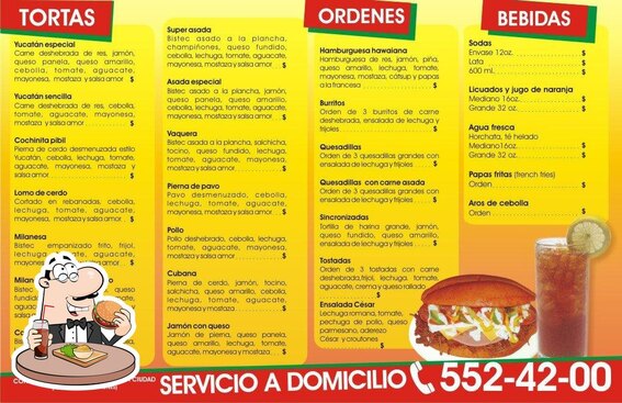 Menu at Tortas estilo Yucatán - Zaragoza restaurant, Mexicali, Avenida ...