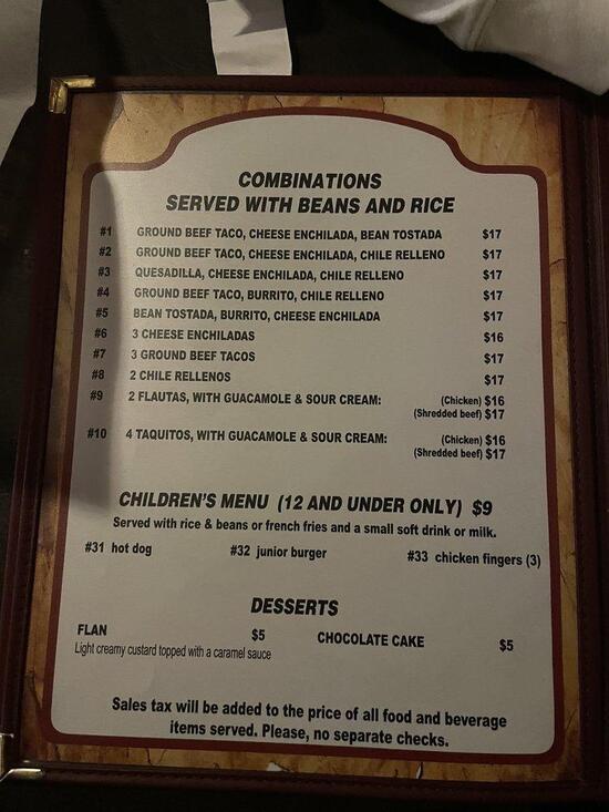 Menu at El Tecolote Restaurant, Camarillo