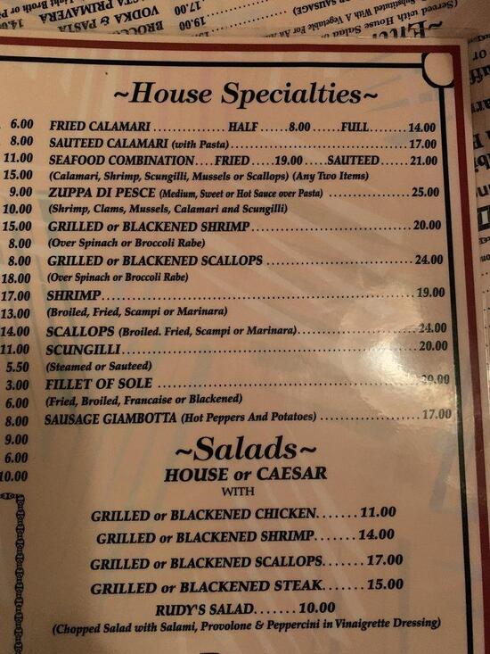 Menu at Rudy's pub & bar, Cliffside Park
