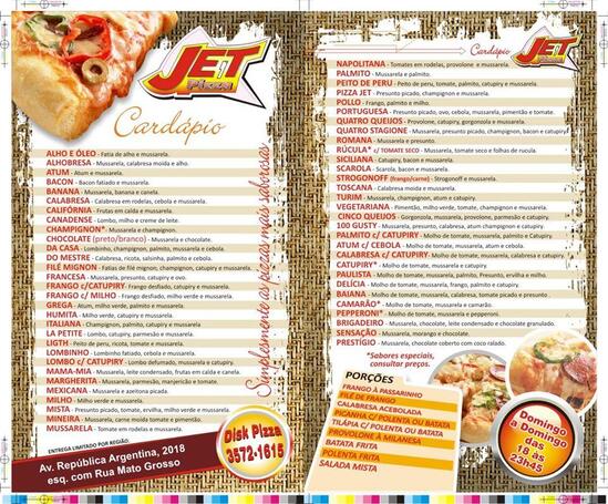 Menu em Jet Pizza e Lanche pizzaria, Foz do Iguaçu, R. Mato Grosso