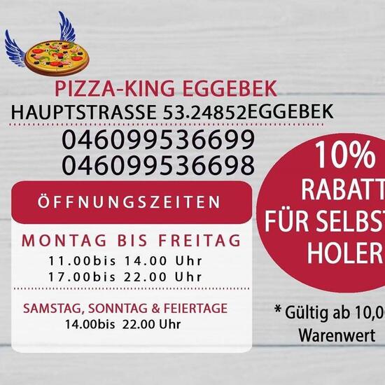 Speisekarte von PizzaKing Eggebek, Eggebek