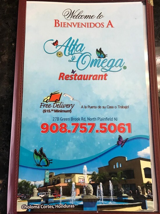 Menu at Alfa y Omega Restaurant North Plainfield