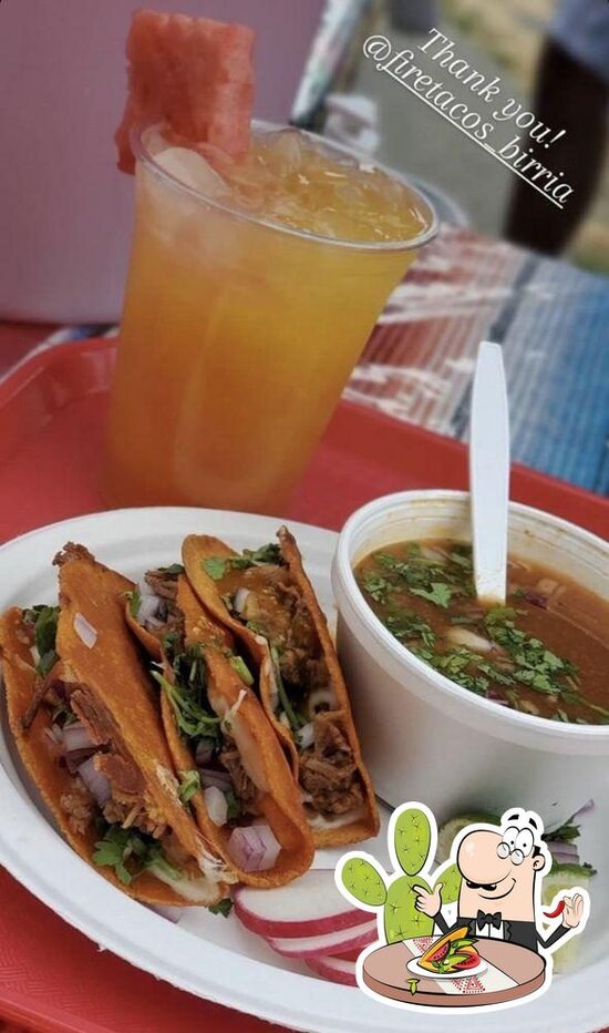 Menu at Fire Tacos de Birria restaurant, Kent