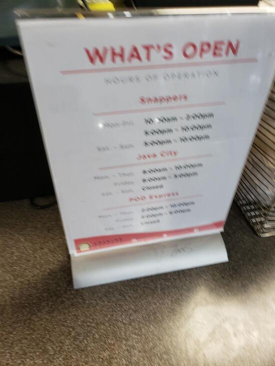 Menu at Snapper's restaurant, Due West