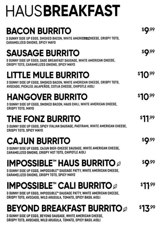 Menu at BadAss Breakfast Burrito, Yuma