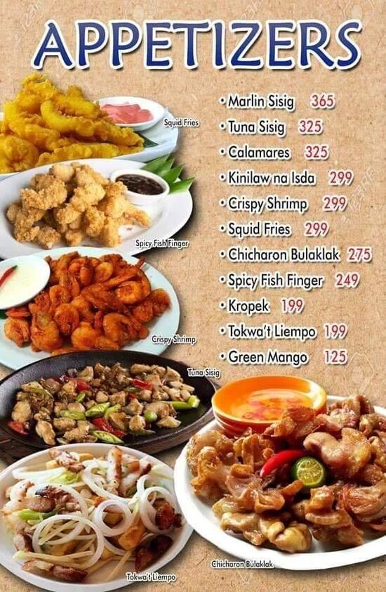 Menu at Marina Iloilo, Oysters and Seafood restaurant, Quezon City