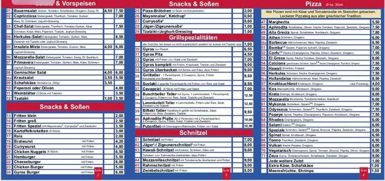 Speisekarte von Beim Griechen Frechen restaurant, Frechen