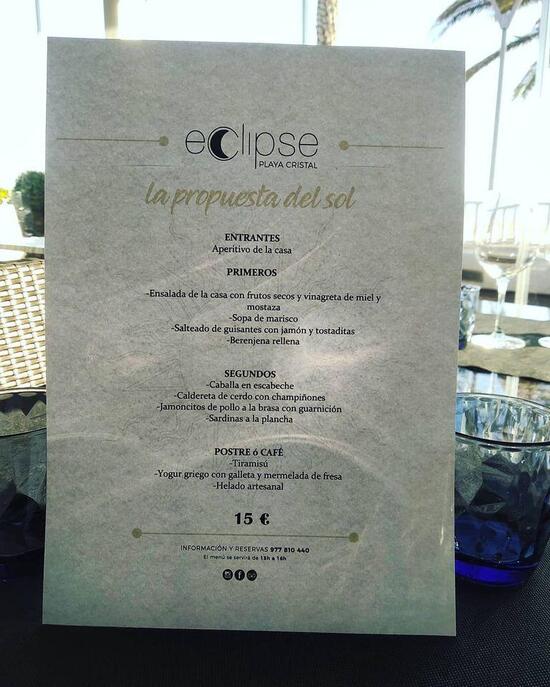 Menu at Restaurante Eclipse, Miami Platja