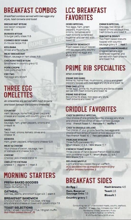Menu at Little Crane Cafe, Vader