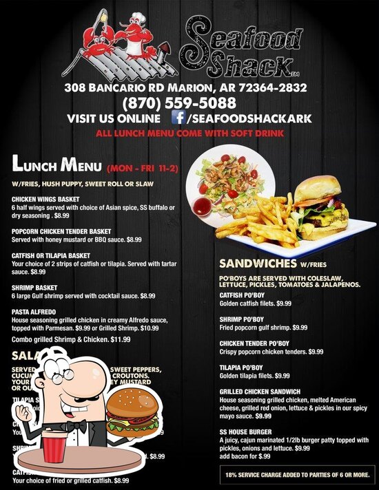 Menu at Seafood Shack restaurant, Marion