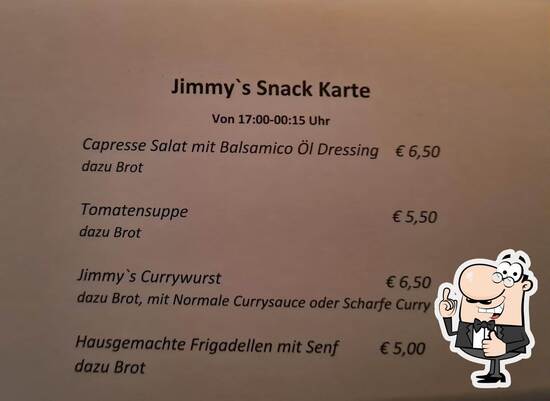 Speisekarte von Jimmy's Bar - Essen im Handels Hof Hotel, Essen