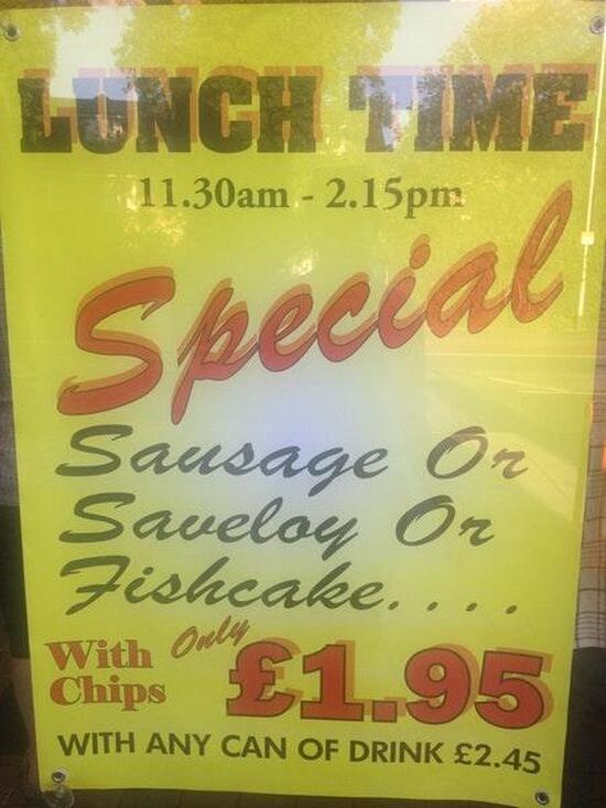 Menu at Nim's Chip Shop restaurant, Hounslow