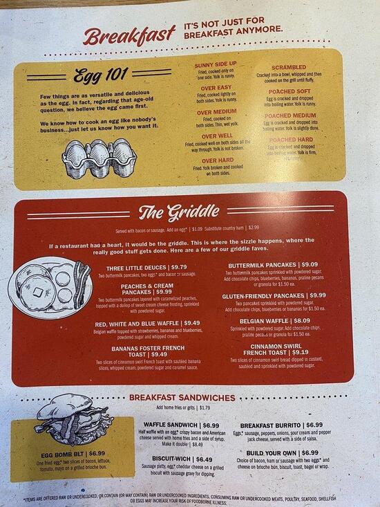 Menu at Eggs Up Grill restaurant, Greenville, Woodruff Rd