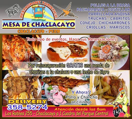 Menu at Restaurant La Mesa de Chaclacayo, Chaclacayo