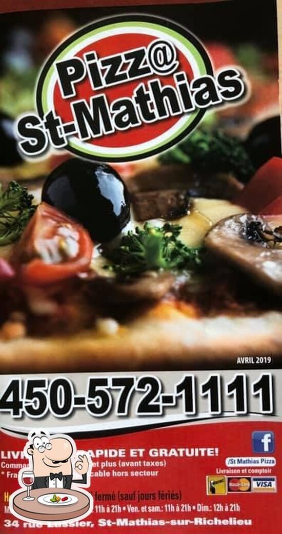 Menu au Saint Mathias Pizza restaurant, Canada