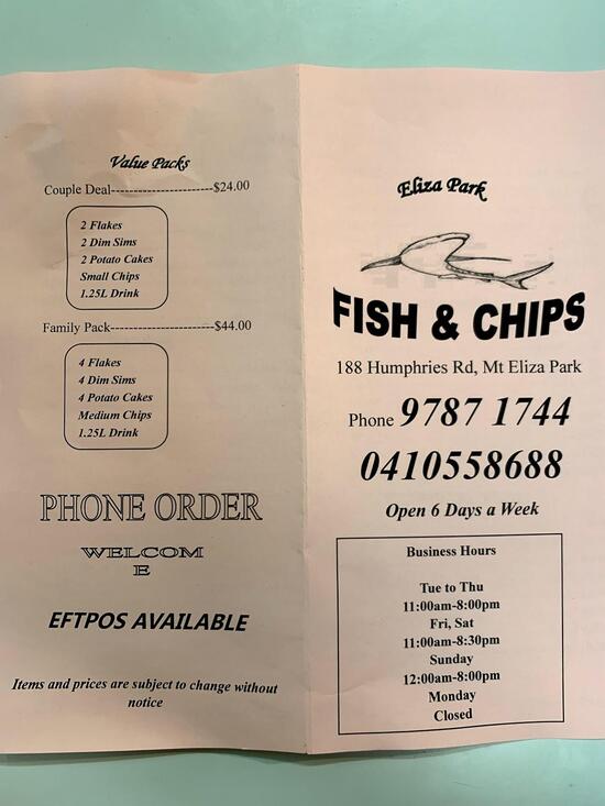 Mt Eliza Park Fish & Chips in Mount Eliza Restaurant reviews