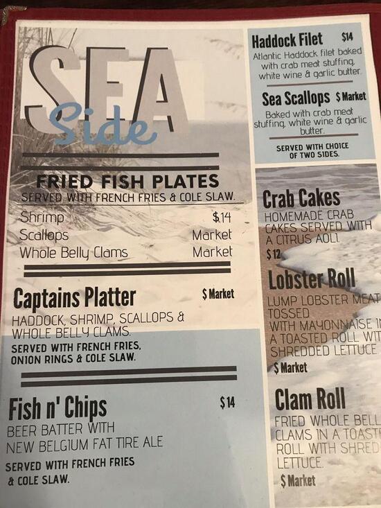 Menu at Generals Sports Bar and Grill, Weare