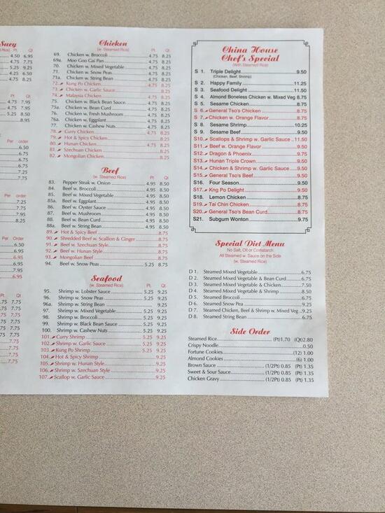 Menu at New China House restaurant, Toledo, N Holland Sylvania Rd