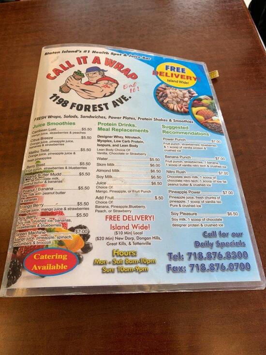 Menu at Call It A Wrap restaurant, Bayonne