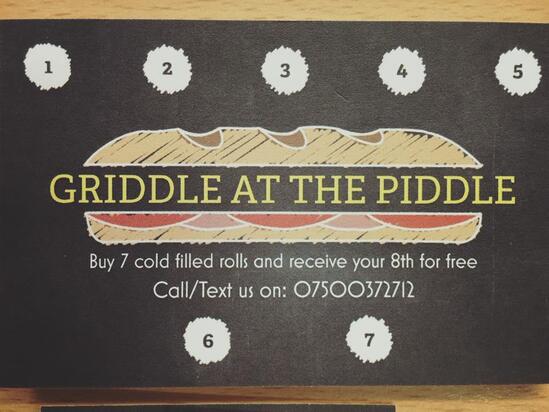 Menu at Griddle At The Piddle Dorchester cafe, Puddletown