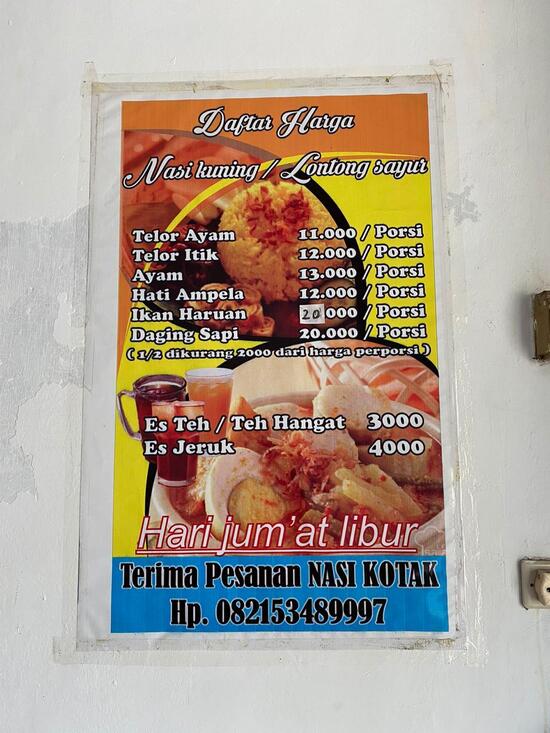 Menu At Nasi Kuning Mama Indra Mentawa Baru Hilir