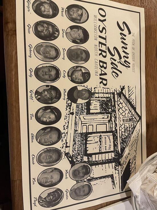 Menu at Sunny Side Oyster Bar, Williamston
