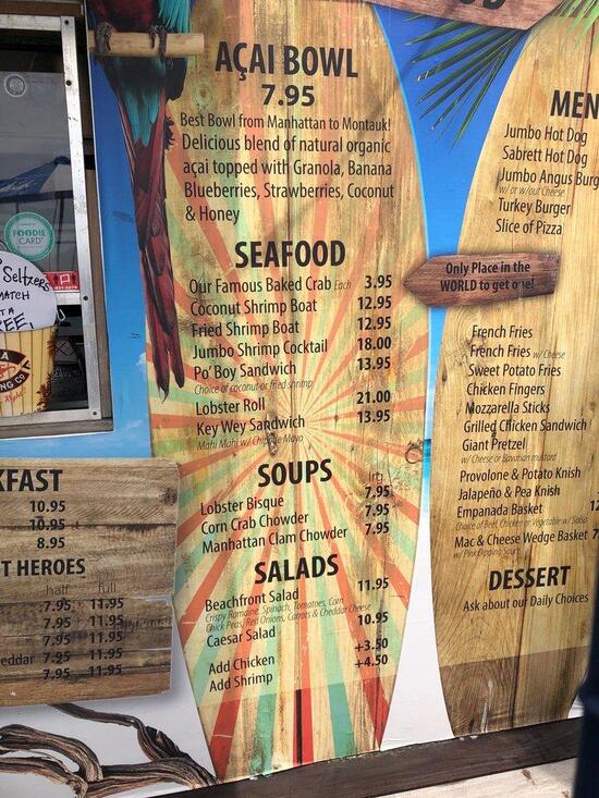 Menu at Key West Islip Beach pub & bar, Islip