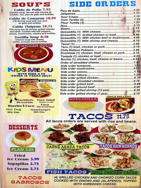 Menu at El Toro restaurant, Clarinda