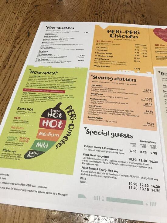Menu at Nando's Milton Keynes Stadium fast food, Milton Keynes