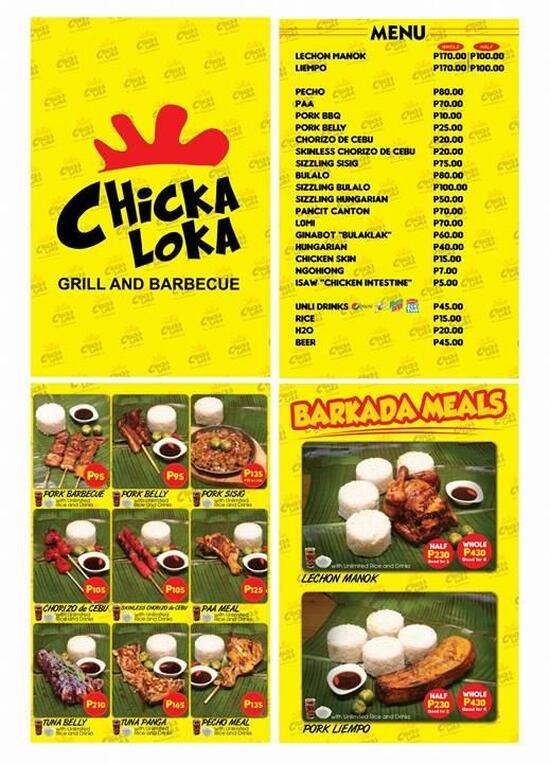 Menu At Chicka Loka Grill N Bbq Davao City 4j7chrf