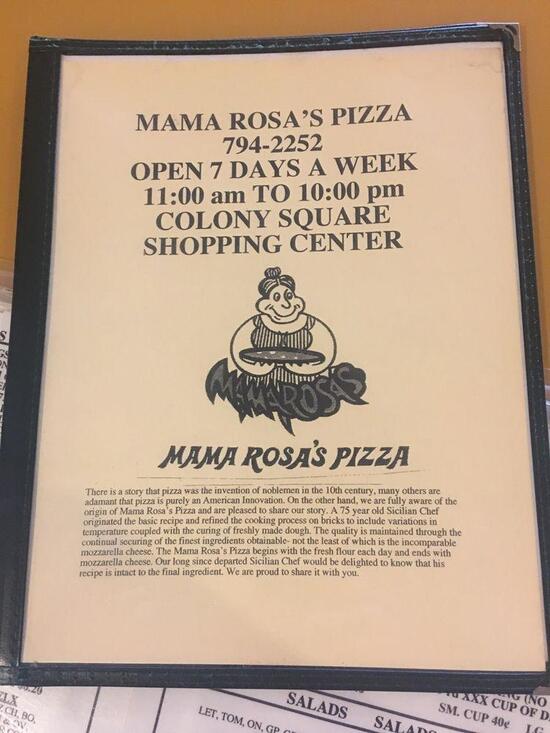 Menu at Mama Rosa's Pizza pizzeria, Dothan, Ross Clark Cir