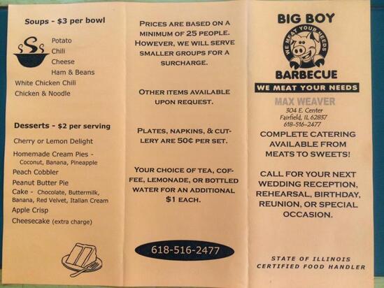 Menu At Big Boy Bbq Fairfield