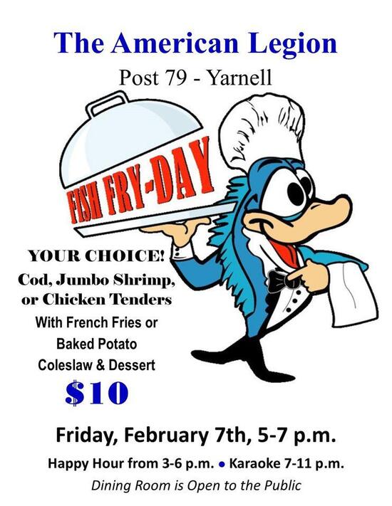 Menu at American Legion Post 79 Yarnell club, Yarnell