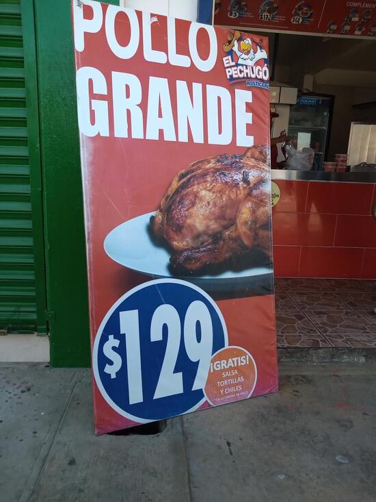 Menu at Pollos el Pechugon restaurant, Tijuana