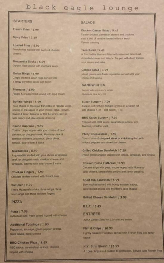 Menu at The Black Olive Cafe, Kingsland