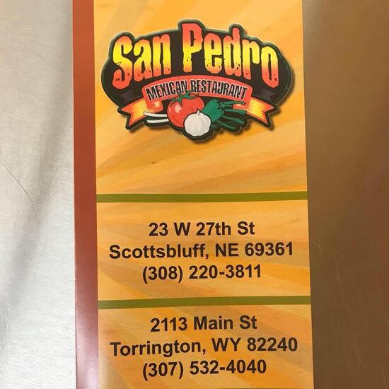 Menu at San Pedro Mexican Restaurant, Torrington