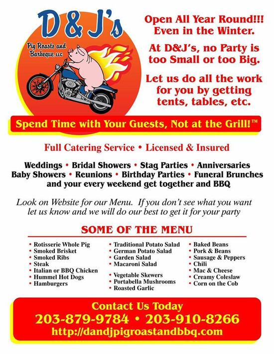 Menu at D & J’s Pig Roast and Barbeque, Plymouth