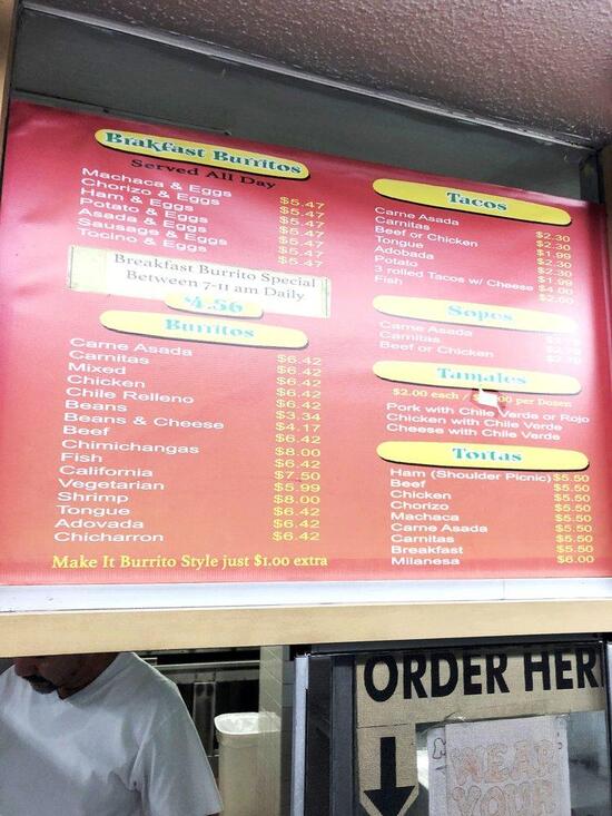 Menu at Humberto’s Mexican Food restaurant, Temple City, Lower Azusa Rd