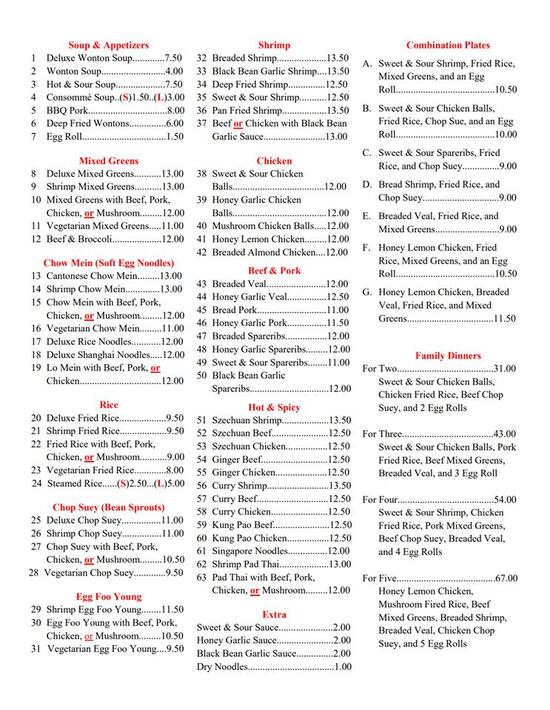 Menu at Ying Ying Chinese Food restaurant, Headingley, 146 Bridge Rd